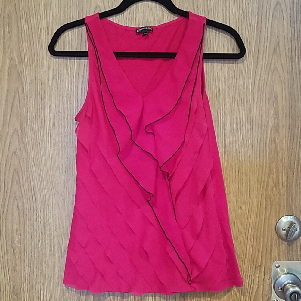 Express red ruffle tank